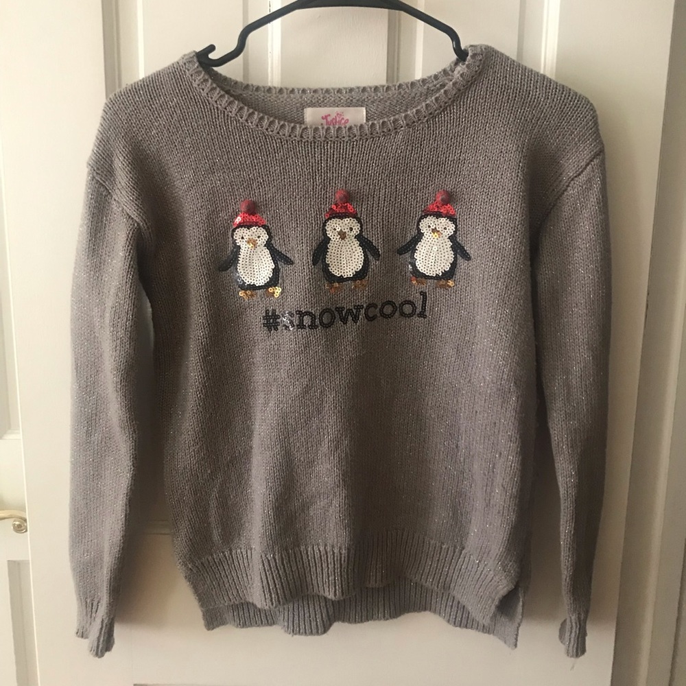 grey KNITTED JUSTICE SWEATER